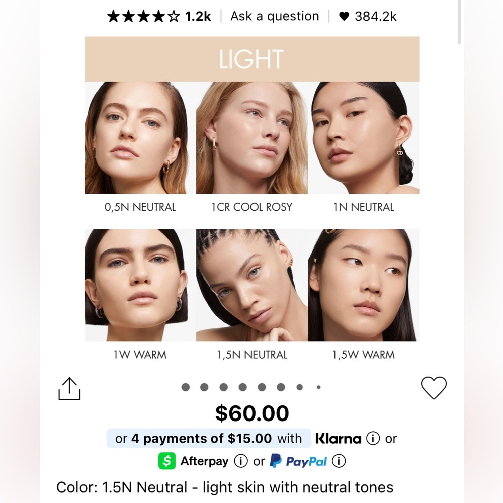 ๐Dior Forever Skin Glow Foundation SPF 15 1,5 N - Picture 10 of 12